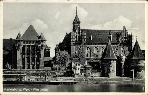 Ak Malbork Marienburg Westpreußen, Westseite, Nogatpartie