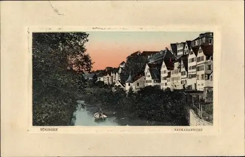 Präge Passepartout Ak Tübingen am Neckar Baden Württemberg, Stadtansicht, Flusspartie