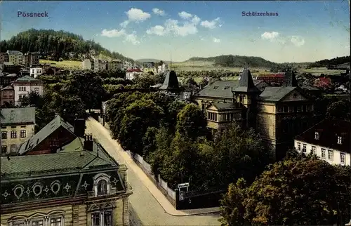 Ak Pößneck im Saale Orla Kreis Thüringen, Teilansicht mit Schützenhaus