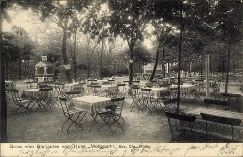 Ak Möltenort Heikendorf an der Kieler Förde, Hotel, Biergarten