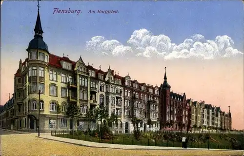 Ak Flensburg in Schleswig Holstein, Partie am Burgfried