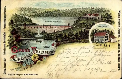 Litho Remscheid, Mebus Mühle, Talsperre, Restaurant