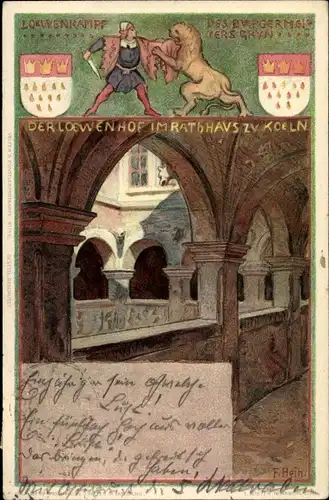 Künstler Litho Hein, Franz, Köln am Rhein, Löwenhof im Rathaus, Wappen