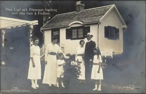 Ak Fridhem Schweden, Prinz Carl von Schweden, Prinzessin Ingeborg, Familie, Blauer Prinz