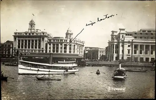 Foto Ak Singapore Singapur, Boote, Ortsansicht