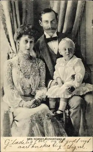 Ak Den Norske Kongefamilie, Maud von Großbritannien, Haakon VII, König von Dänemark