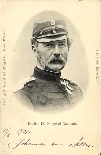 Ak König Kristian IX von Dänemark, Portrait