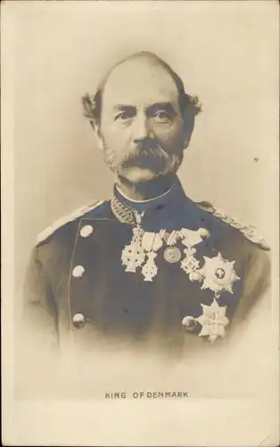 Ak König Kristian IX von Dänemark, Portrait, Uniform, Orden