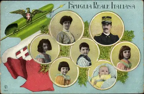 Ak Famiglia Reale Italiana, Viktor Emanuel III, Elena von Montenegro, Kinder, Portrait