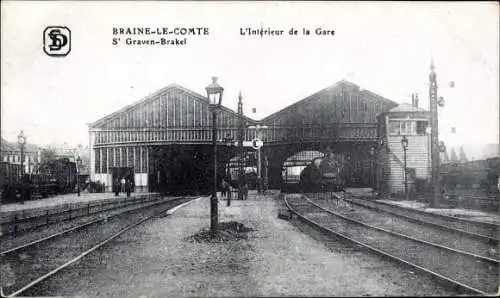 Ak Braine le Comte Wallonien Hennegau, S' Graven Brakel, Interieur de la Gare