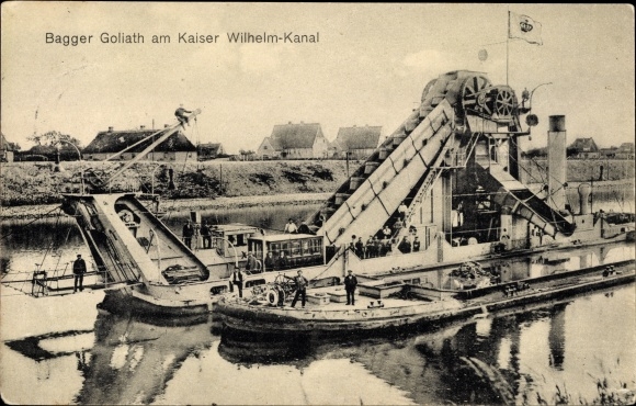 Ak Kaiser Wilhelm Kanal, Bagger Goliath, Baggerschiff Nr. 10634641 ...