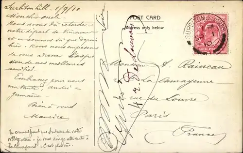 Ak Surbiton Kingston London England, Ewell Road, Straßenbahnschienen, Turm, Radfahrer