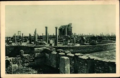 Ak Timgad Algerien, Vue générale, Terreaccueillente, aux sites inoubliables au climat ideal, Ruinen