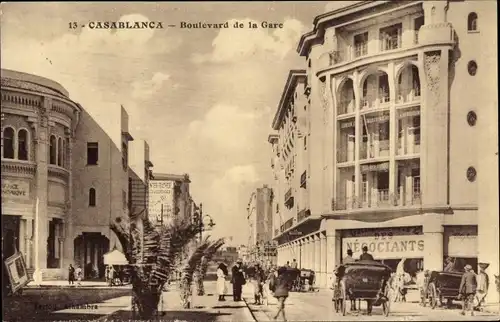 Ak Casablanca Marokko, Vue sur la Boulevard de la Gare