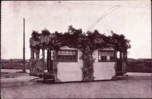 Ak Scheveningen Den Haag Südholland, De Grot, geschmückte Straßenbahn