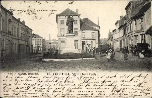 Ak Kortrijk Courtrai Westflandern, Statue Jean Palfyn