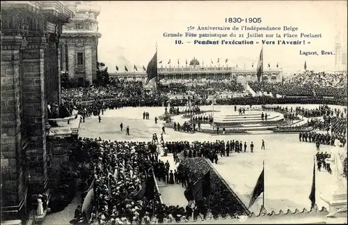 Ak Bruxelles Brüssel, Anniversaire de l'Independance Belge, Grande Fête patriotique, Place Poelaert