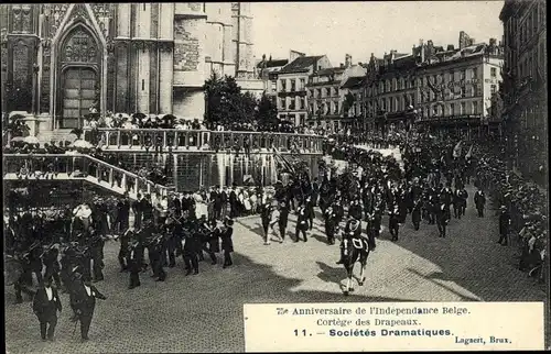 Ak Bruxelles Brüssel, Anniversaire de l'Independance Belge, Cortège des Drapeaux
