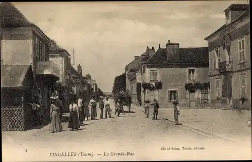 Ak Vincelles Yonne, La Grande Rue