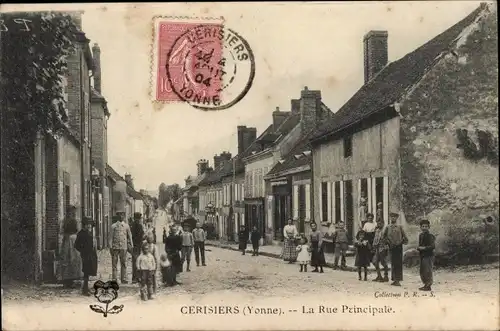 Ak Cerisiers Yonne, La Rue Principale
