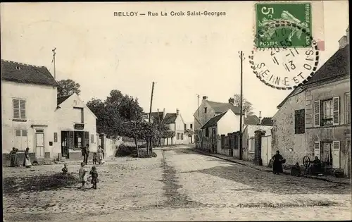 Ak Belloy en France Val d’Oise, Rue La Croix Saint Georges