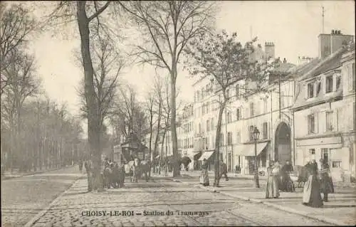 Ak Choisy le Roi Val de Marne, Station du Tramways, Pferdebahn