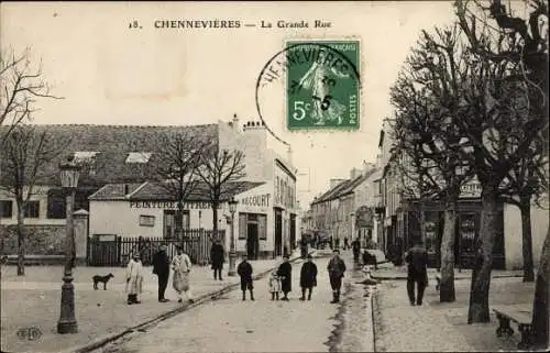 Ak Chennevières Val de Marne, La Grande Rue