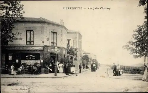 Ak Pierrefitte Seine Saint Denis, Rue Jules Chatenay, Restaurant