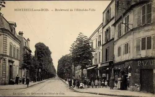 Ak Montreuil sous Bois Seine Saint Denis, Boulevard de l'Hotel de Ville, Bazar