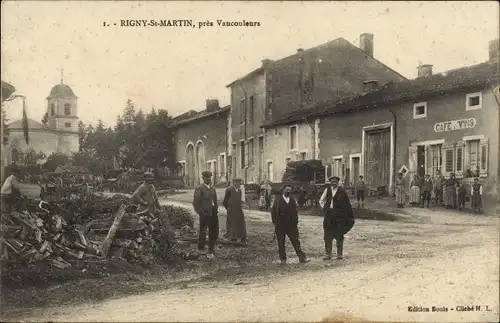 Ak Rigny St. Martin Meurthe et Moselle, près Vaucouleurs, Straßenpartie mit Café