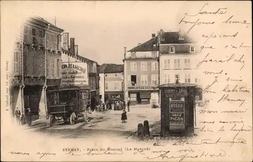 Ak Stenay Lothringen Meuse, Place du Marché