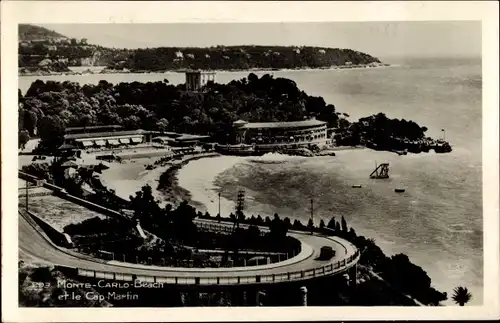 Ak Monte Carlo Monaco, Beach et le Cap Martin