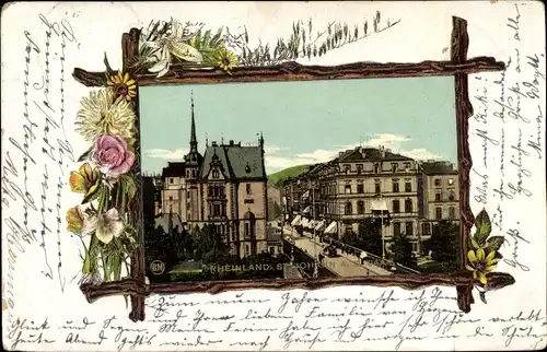 Passepartout Ak St. Johann Saarbrücken im Saarland, Straßenpartie