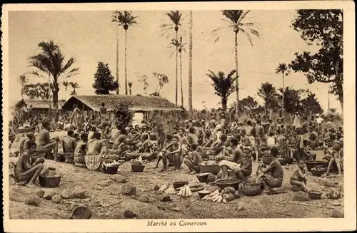 Ak Kamerun, Marché, Marktplatz, Palmen