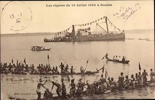Ak Douala Duala Kamerun, Les regates du 14 Juillet 1924