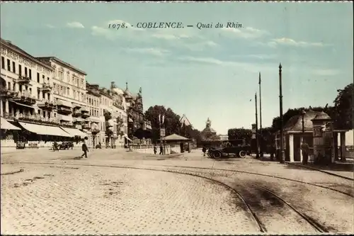 Ak Koblenz am Rhein, Quai du Rhin, Straßenpartie am Quai