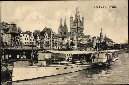 Ak Köln am Rhein, Am Leystapel, Anleger, Personenschiff