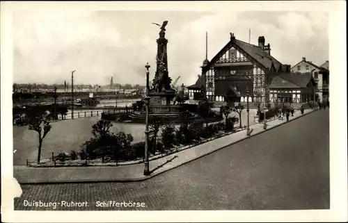 Ak Ruhrort Duisburg im Ruhrgebiet, Schifferbörse, Denkmal