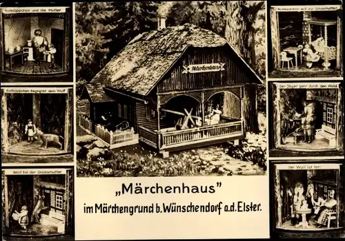 Ak Wünschendorf an der Elster, Märchenwald, Miniaturen, Märchenhaus, Märchengrund