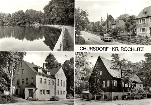 Ak Chursdorf Penig in Sachsen, Teich, Gaststätte Höllmühle, Gaststätte Chursdorf, Teilansicht