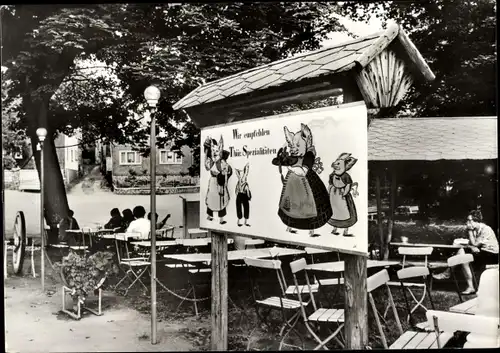 Ak Dröbischau in Thüringen, Vertragsgaststätte Gasthof Kemter, Terrassenpartie