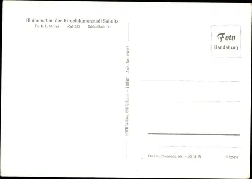 Ak Sebnitz Sächsische Schweiz, Blumenschau der Kunstblumenstadt, Fa. C.F.Sturm