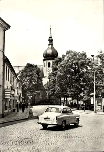 Ak Olbernhau im Erzgebirge Sachsen, Ernst Thälmann Platz, Kirche, Telefonzelle