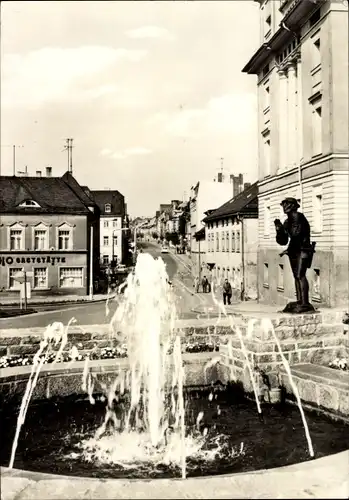 Ak Zeulenroda Thüringen, Karpfenpfeiferbrunnen