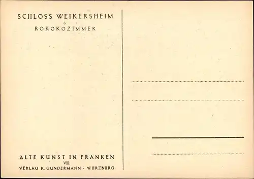 Ak Weikersheim in Tauberfranken, Schloss, Rokokozimmer, Stuck, Ofen