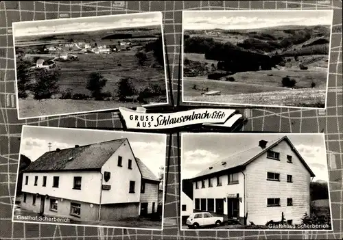 Ak Schlausenbach Auw bei Prüm in der Eifel, Panorama, Gasthof Zum kühlen Grunde, Außenansicht