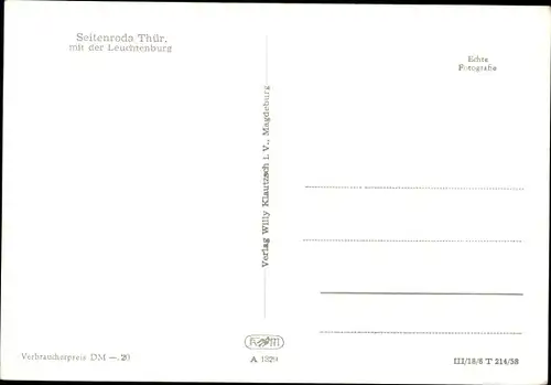 Ak Seitenroda in Thüringen, Leuchtenburg, Panorama