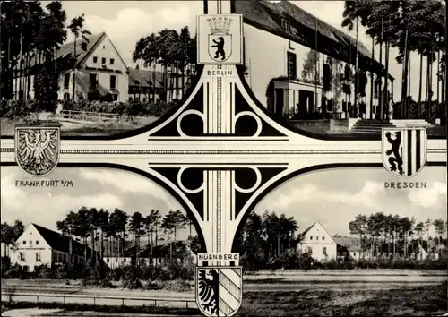 Wappen Ak Hermsdorf Thüringen, Mitropa Rasthof Hermsdorfer Kreuz, Autobahn Berlin Nürnberg