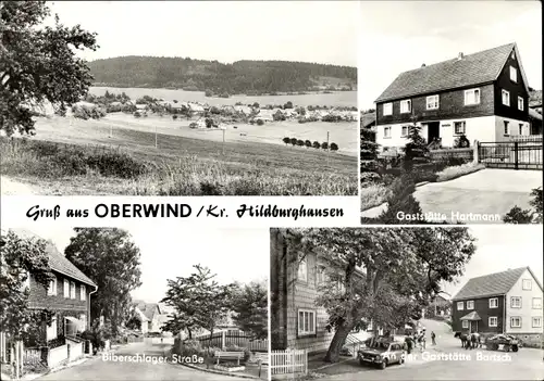 Ak Oberwind in Thüringen, Gaststätte Hartmann, Biberschlager Straße, Gaststätte Bartsch
