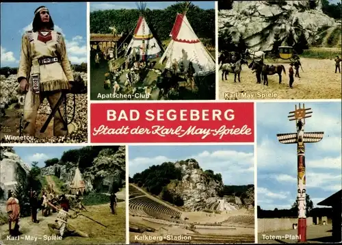 Ak Bad Segeberg in Schleswig Holstein, Karl May Spiele, Kalkberg Stadion, Winnetou, Apatschen